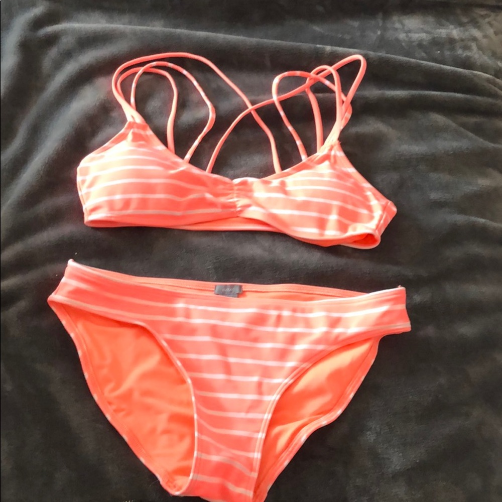Aerie swim teeny s/p bikini fluorescent peach